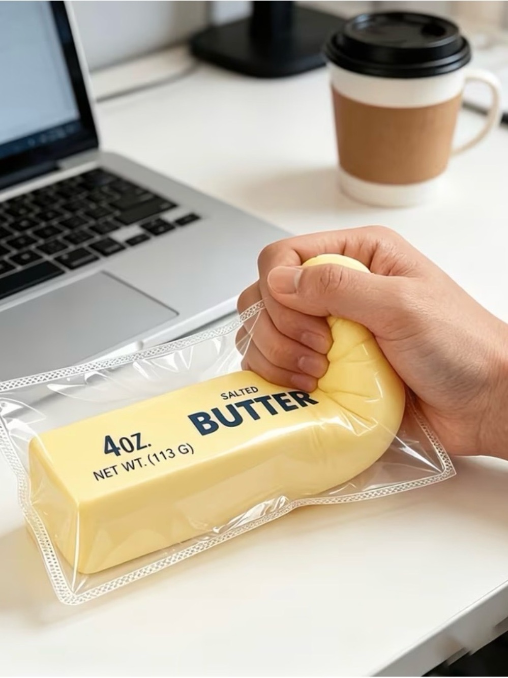 2 Pcs Salted Butter Squishy Toy Stress Relief Fake Food Prop 4oz Novelty Pack - Picture 9 of 11